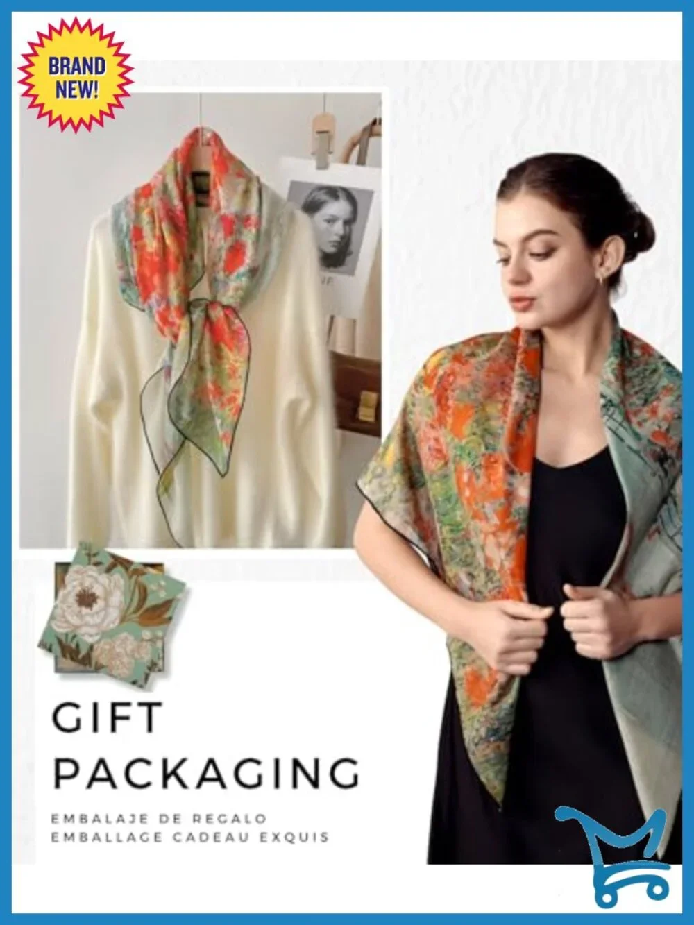 Cashmere Scarf Wrap - Featherlight Wrinkle-Free Square Shawl for Travel Office